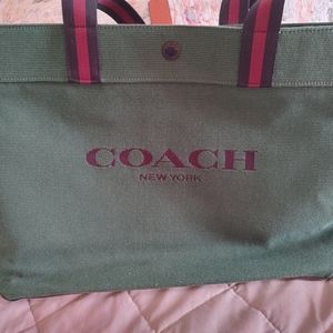 COACH Green Canvas Tote